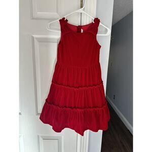 Janie and Jack Holiday Red Stretch Crushed Velvet Tiered Girls Dress Size 6 $79